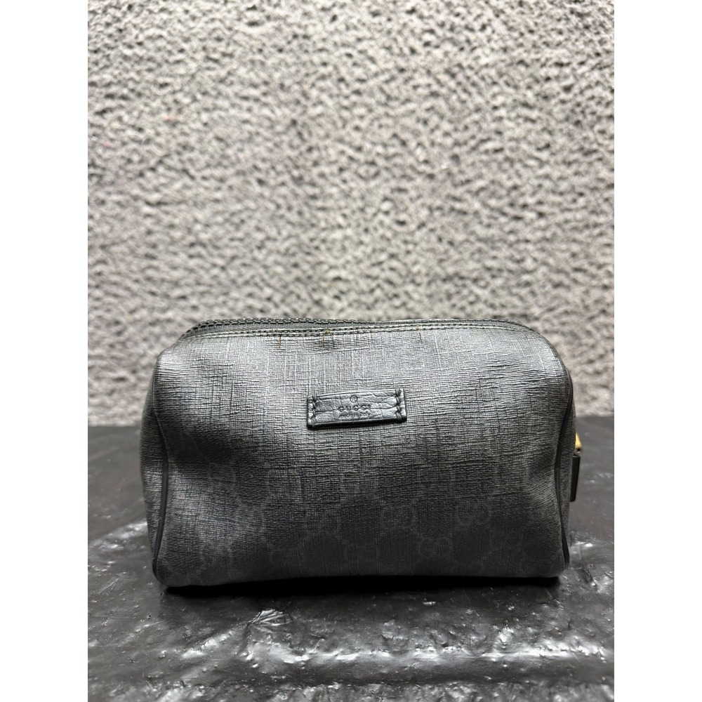 Vintage Gucci GG Supreme Monogram Coated Canvas Toiletry Cosmetic Case Pouch
